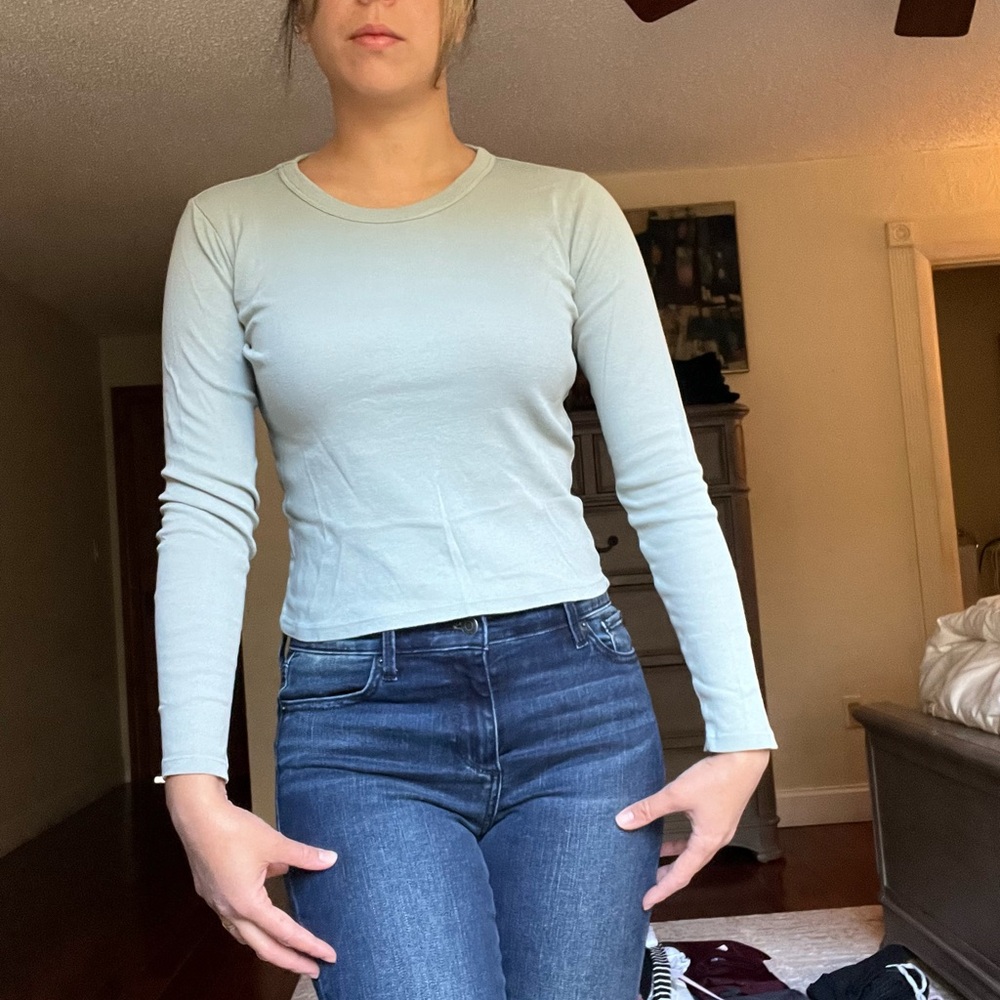 Brandy Melville Light Blue Crew Neck Top